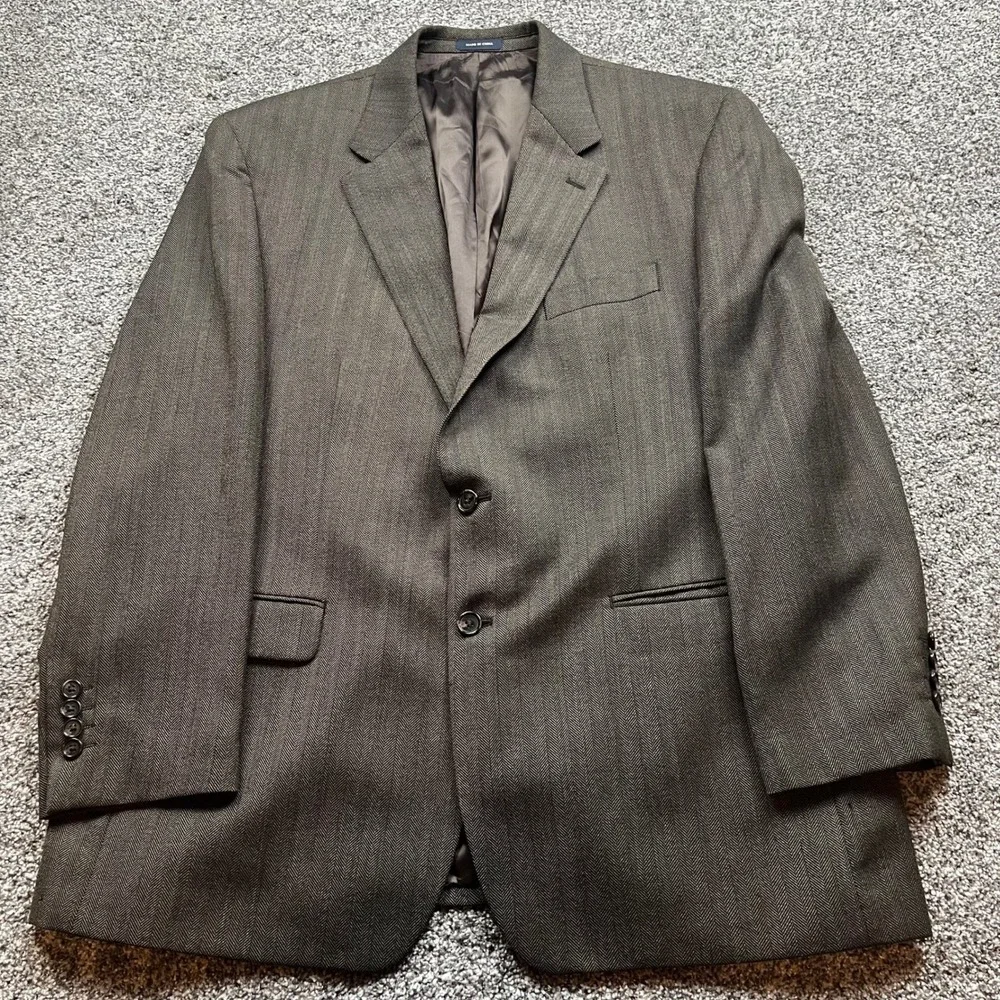 Ralph Lauren Blazer Mens 46R Brown Herringbone Wool Sport Coat suit coat classic